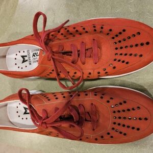 Red Perforated Women's Sneakers